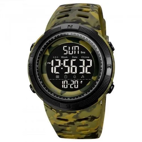Часы наручные 2070CMGY SKMEI с подсветкой, ARMY GREEN CAMO-BLACK