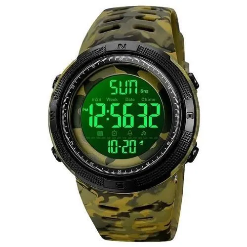 Часы наручные 2070CMGY SKMEI с подсветкой, ARMY GREEN CAMO-BLACK
