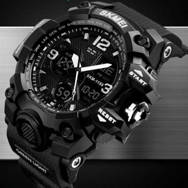 Годинник наручний 1155BBK SKMEI з підсвічуванням, BLACK-BLACK