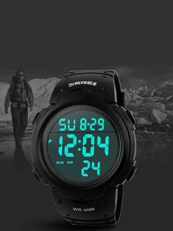 Часы наручные 1068AG SKMEI с подсветкой, ARMY GREEN-BLACK