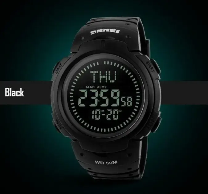 Часы наручные 1231BK SKMEI с подсветкой, ARMY GREEN-BLACK, Compass