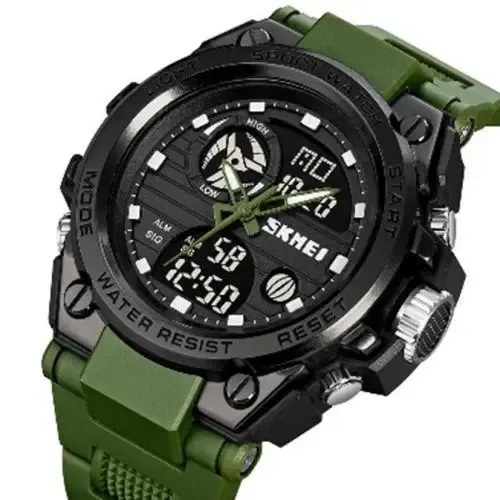 Часы наручные 2031AG SKMEI с подсветкой, ARMY GREEN-BLACK
