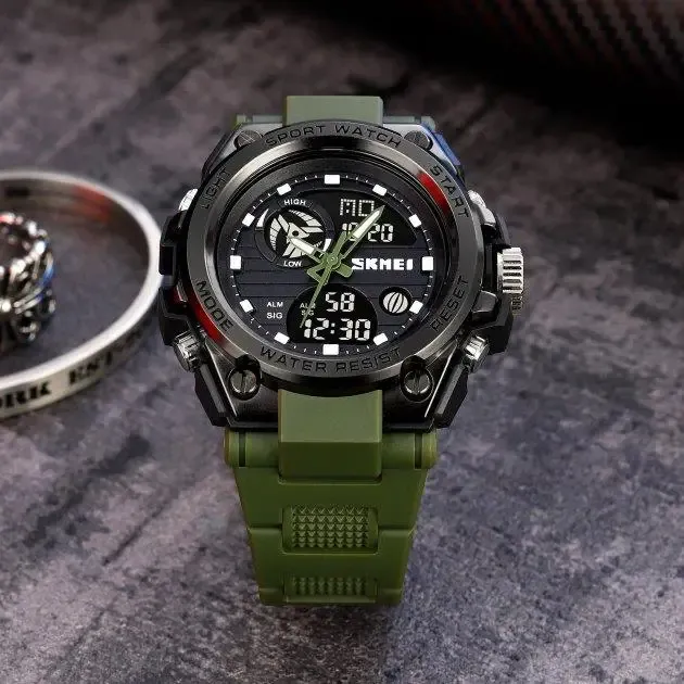 Часы наручные 2031AG SKMEI с подсветкой, ARMY GREEN-BLACK
