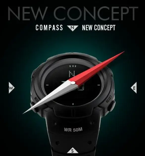 Часы наручные 1231BK SKMEI с подсветкой, ARMY GREEN-BLACK, Compass