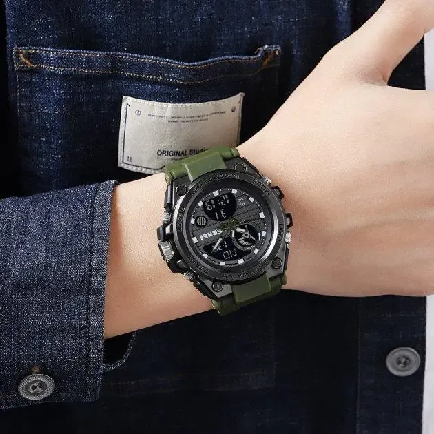 Часы наручные 2031AG SKMEI с подсветкой, ARMY GREEN-BLACK
