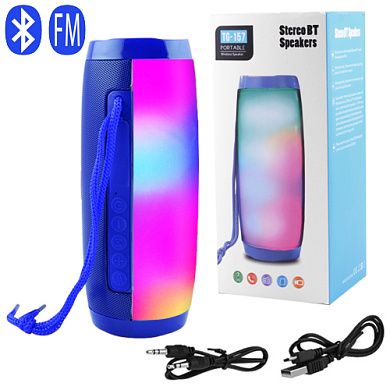 Bluetooth-колонка TG157 з ПІДСВІЧУВАННЯМ, speakerphone, радіо, blue