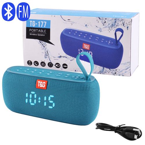 Bluetooth-колонка TG177, speakerphone, радіо, PowerBank, годинник, aquamarine
