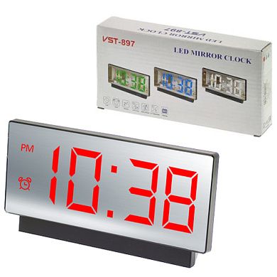 Часы сетевые VST-897-1, красный, температура, USB