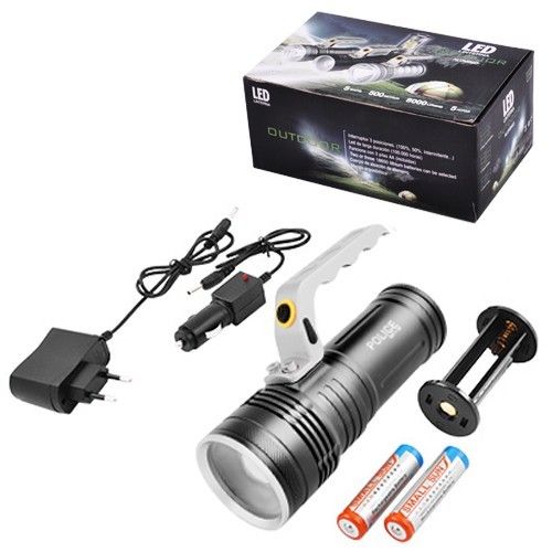 Фонарь переносной Poliсe S911-XPE, ЗП 220V/12V, 2x18650, zoom, Box