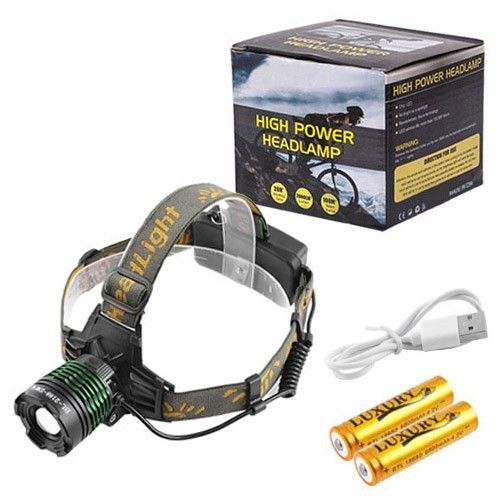 Ліхтар на чоло Police 2188-2XPE (white + blue), ЗУ кабель USB-microUSB, 2х18650, signal light, zoom, Box