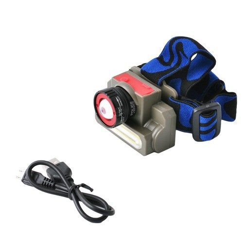 Фонарь на лоб Police 8808/6908-XPE+COB, ЗУ micro USB, встроенный аккумулятор, zoom, Box