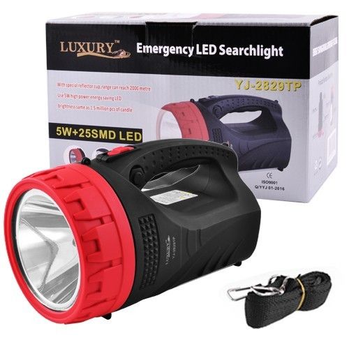 Фонарь переносной Luxury YJ-2829 - 5W + 25LED, ЗУ 220V, встроенный аккумулятор