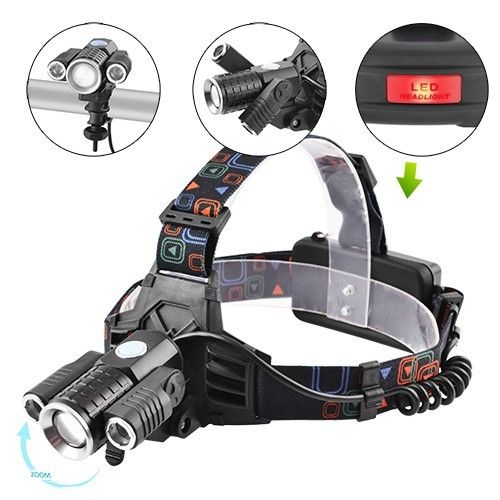 Фонарь на лоб 2 в 1 Police W602-T6+2XPE Bike, ЗУ micro USB, 2x18650, zoom, велокрепление, Box