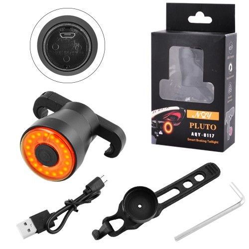 Вело фонарь AQY-0117-COB, red, 2 крепления, ALUMINUM, ЗУ microUSB, встроенный аккумулятор