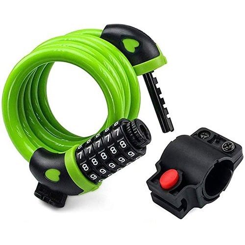 Замок велосипедный JQ-S8 спиральный кодовый с креплением, 12x1300 мм