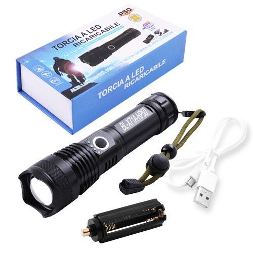 Фонарь Police X71A-HP50, ЗУ micro USB, 1x18650/3xAAA, zoom, индикация заряда, Box