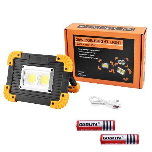 Прожектор світлодіодний L812-20W-2COB + 1W, ЗУ micro USB, 2x18650 / 3xAA, Power Bank, Box