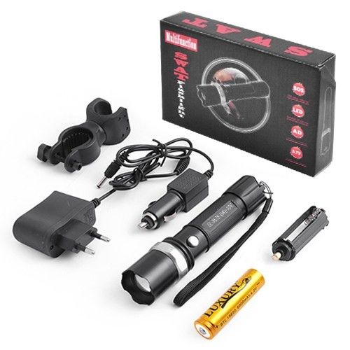 Фонарь Police 8626-Bike-XPE, ЗУ 220V/12V, 1х18650/3хААА, zoom, велокрепление, Box