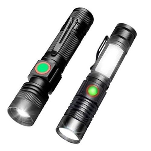 Фонарь BL-502-T6+COB, ЗУ microUSB, 1x18650, zoom, зажим