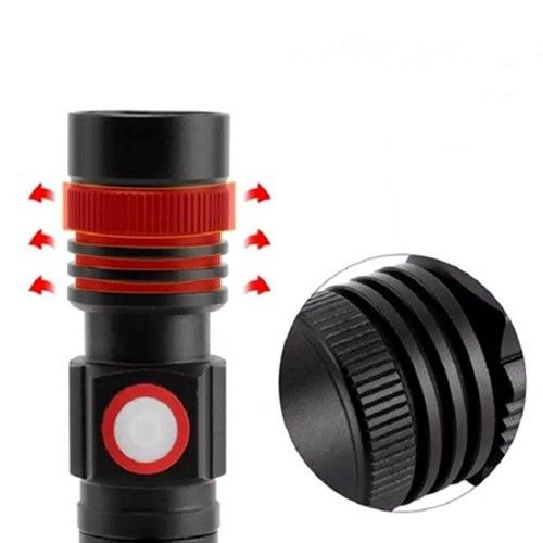 Фонарь BL-502-T6+COB, ЗУ microUSB, 1x18650, zoom, зажим