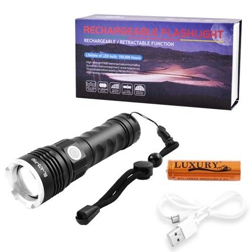 Ліхтар A73-P50, ЗП Type-C, 1x18650 / 3xAAA, zoom, ремінець, Box