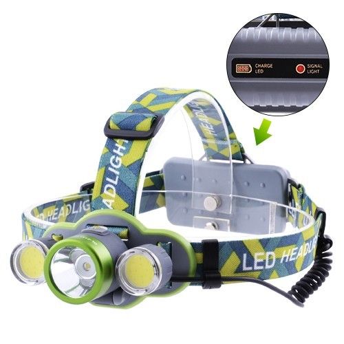 Ліхтар на чоло 2133-T6 + 2COB, ЗП micro USB, 2х18650 / 3xAA, індикація заряду, signal light, Box