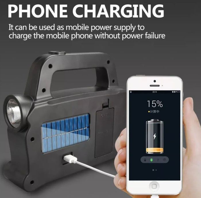 Фонарь Hurry Bolt HB-6168+Solar, 3 в 1, Powerbank