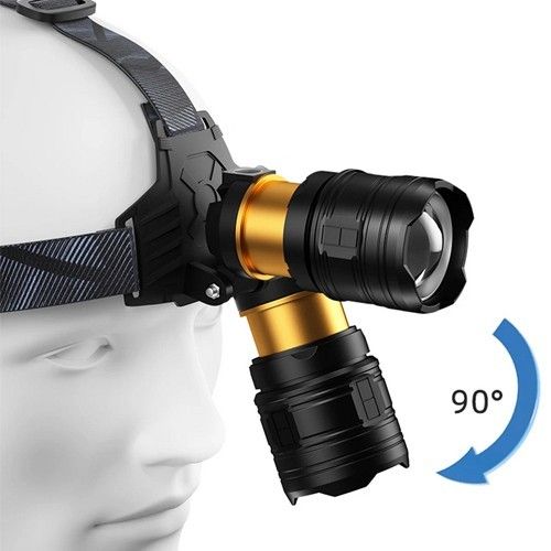 Мощный фонарь на лоб BL-8075-2-GT100 MICRO USB ZOOM