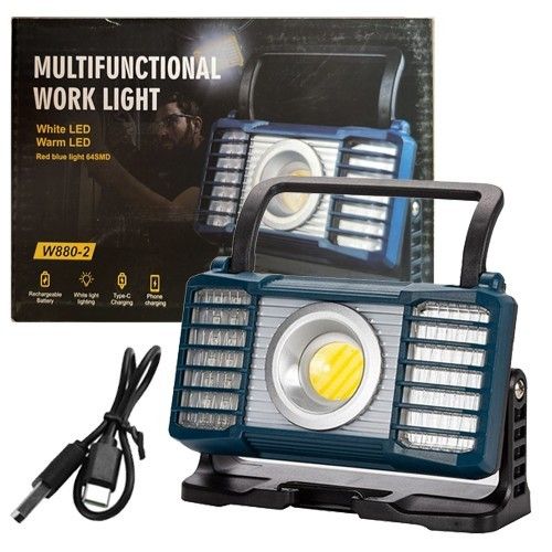 Ліхтар кемпінг переносний W880-2 - COB (white+red+blue), power bank, Li-Ion акумулятор, ЗП Type-C, Box
