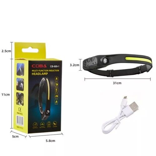 Фонарь налобный BL-W689/G28-LM+COB (white+red), Motion Sensor, Li-Ion аккумулятор, ЗУ Type-C, Box