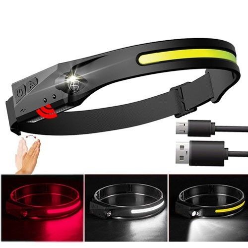 Фонарь налобный BL-W689/G28-LM+COB (white+red), Motion Sensor, Li-Ion аккумулятор, ЗУ Type-C, Box