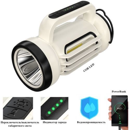 Ліхтар кемпінг переносний CH-22023 - COB, power bank, Li-Ion акумулятор, ЗП Type-C, Box