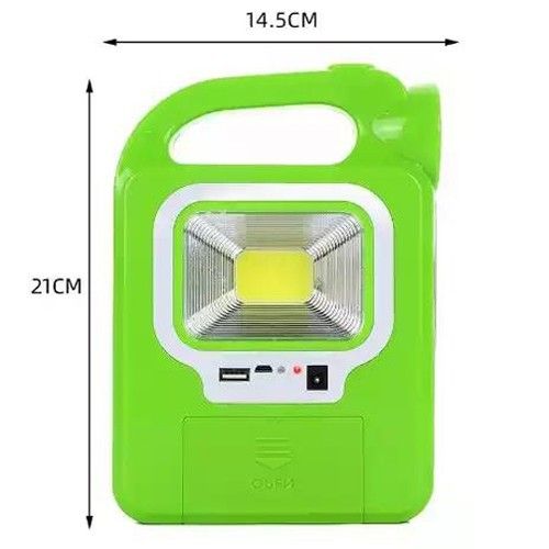 Фонарь кемпинг переносной 6399А - LED+COB, power bank, 2x18650, солнечная батарея, ЗУ microUSB, Box green
