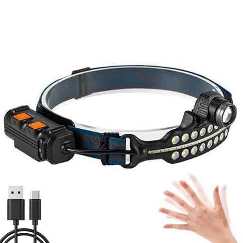 Фонарь на лоб BL-W690-LTS+SMD (white+red), Motion Sensor, Li-Ion аккумулятор, zoom, ЗУ Type-C, Box