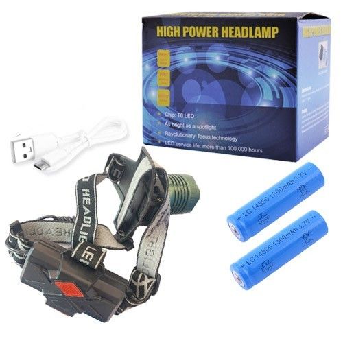 Потужний ліхтар на чоло Police 2189-T6, ЗП micro USB, 2x18650, zoom, Box