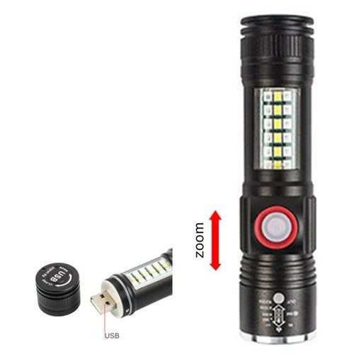 Фонарь SY-1903C-P50+SMD+RGB Alarm, ЗУ USB, zoom, встроенный аккумулятор