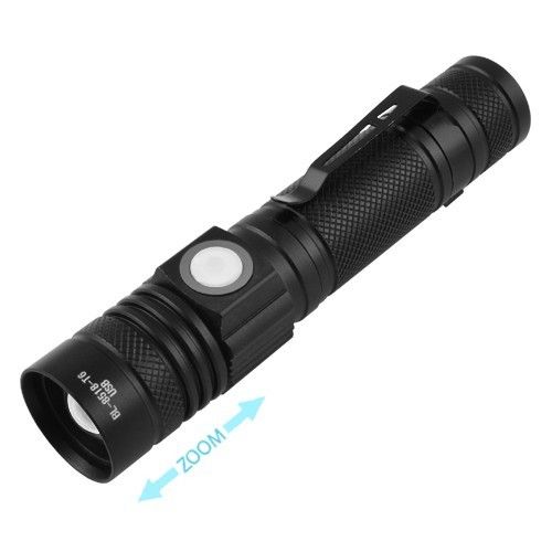 Фонарь 8518-T6, ЗУ micro USB, 1x18650, zoom, зажим, Box