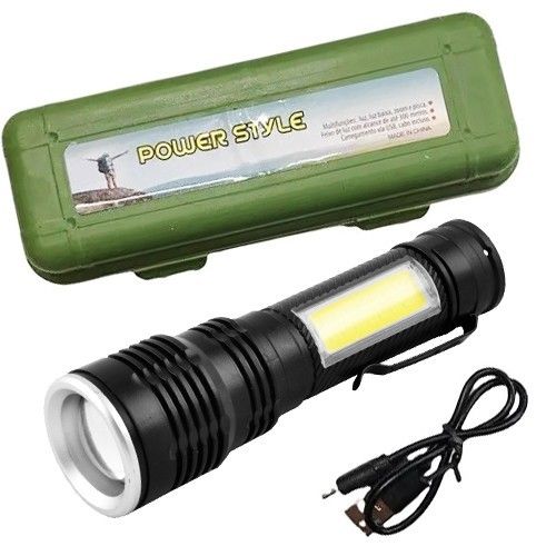 Фонарь BL-T630S-XPE+COB, ЗУ mircoUSB, встроенный аккумулятор, zoom, зажим, Box