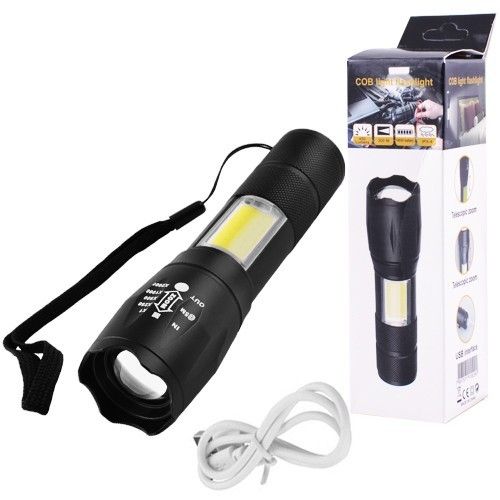 Фонарь Police 1831-T6+COB, ЗУ micro USB, встроенный аккумулятор, zoom, ремешок