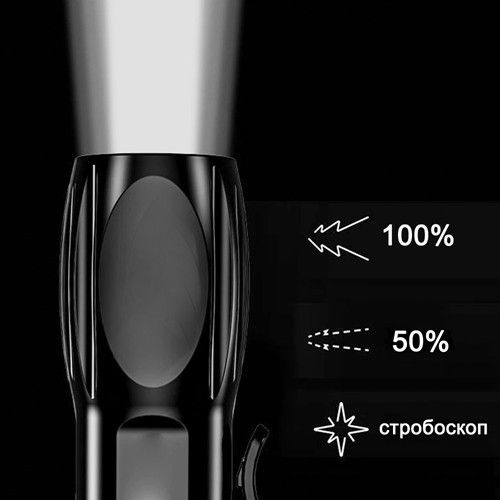 Фонарь X8-XPE, ЗУ microUSB, встроенный аккумулятор, зажим