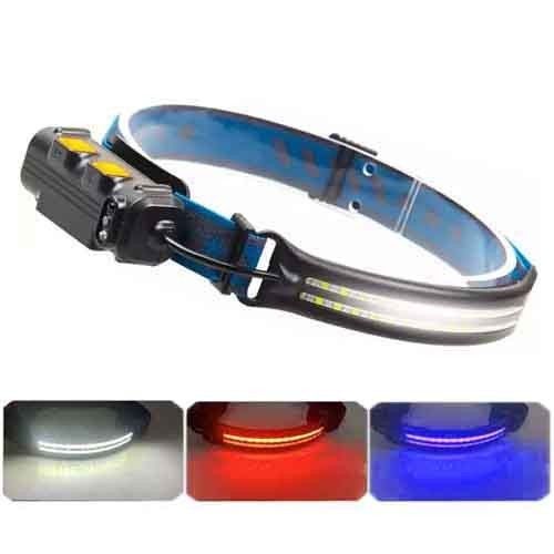 Фонарь на лоб BL-W691-2COB (white+red+RGB), Motion Sensor, Li-Ion аккумулятор, ЗУ Type-C, Box