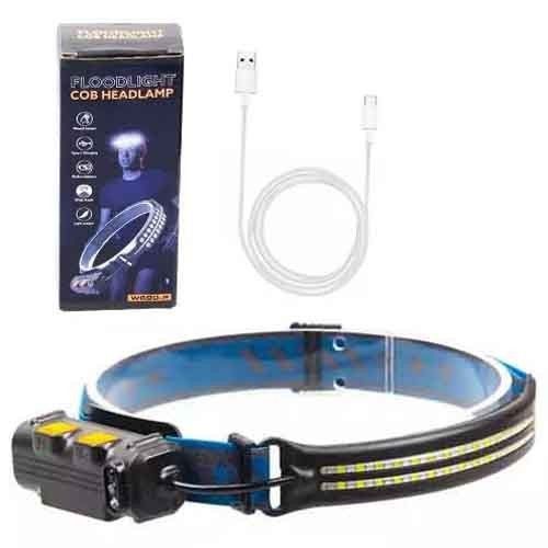 Фонарь на лоб BL-W691-2COB (white+red+RGB), Motion Sensor, Li-Ion аккумулятор, ЗУ Type-C, Box