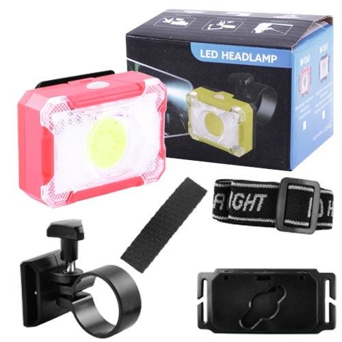 Велофонарь на лоб 1302+COB (white+red), велокрепление, 3xAAA