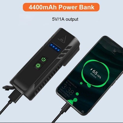 Велофара с сигналом FY-336-4T6, power bank, Aluminum, кнопка выносная, Waterproof, Li-Ion аккумулятор, ЗУ microUSB, Box