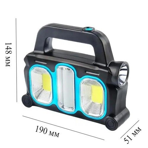 Фонарь Hurry Bolt HB-6168-LED+2COB, power bank, 2x18650, солнечная батарея, ЗУ microUSB, Box