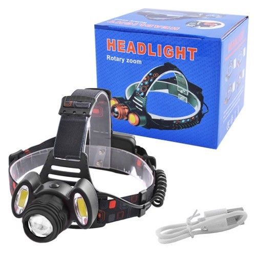 Фонарь на лоб Police 2117-T6+2COB, 2x18650, zoom, ЗУ microUSB, Box