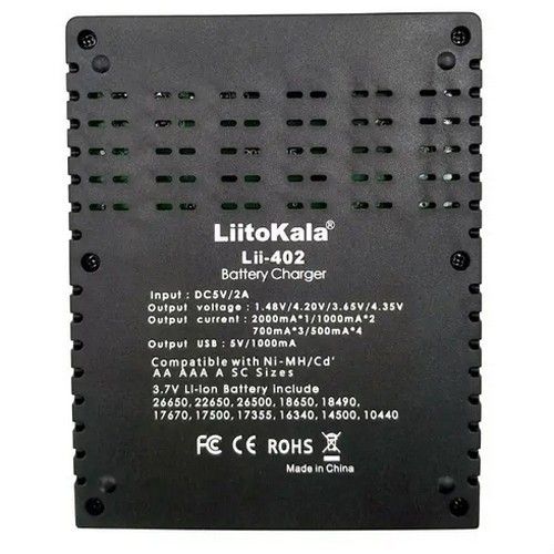 Зарядное устройство для LiitoKala Lii-402, POWER BANK, 4Х-18650, AAA, AAA Li-Ion, LiFePO4, Ni-Mh
