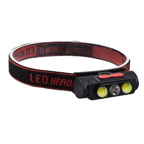 Фонарь на лоб PLD-2119B-XPE+2COB(white+red), 1х18650, ЗУ Type-C, Box