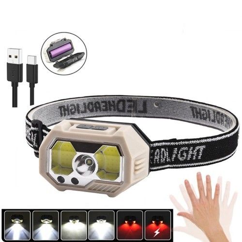 Фонарь на лоб SH-S31-XPE+COB(white+red), Motion Sensor, встроенный аккумулятор, ЗУ Type-C, Box