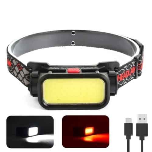 Фонарь на лоб BL-008+COB (white+red), Li-Ion аккумулятор, ЗУ Type-C, Box